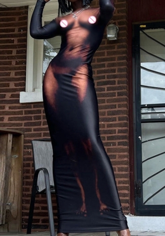 (Real Image)2022 Styles Women Sexy Spring&Winter TikTok&Instagram Styles Print Maxi Dress