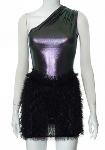 (Real Image)2022 Styles Women Sexy Spring&Winter TikTok&Instagram Styles Single Single Shoulder Two Piece Dress Bodysuit+Skirts