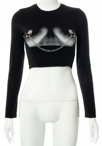 (Real Image)2022 Styles Women Sexy Spring&Winter TikTok&Instagram Styles Long Sleeve Print Tee