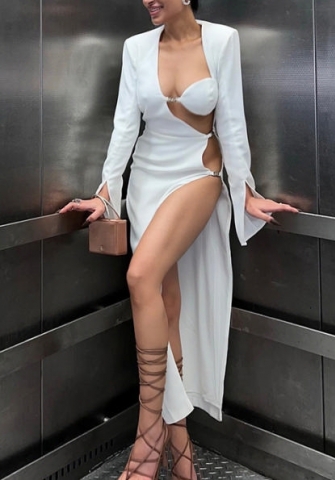 (Real Image)2022 Styles Women Sexy Spring&Winter TikTok&Instagram Styles Long Sleeve Cut Out Maxi Dress