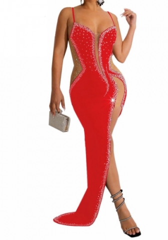 (Real Image)2022 Styles Women Sexy Spring&Winter TikTok&Instagram Styles Sequins Strap High Split Maxi Dress