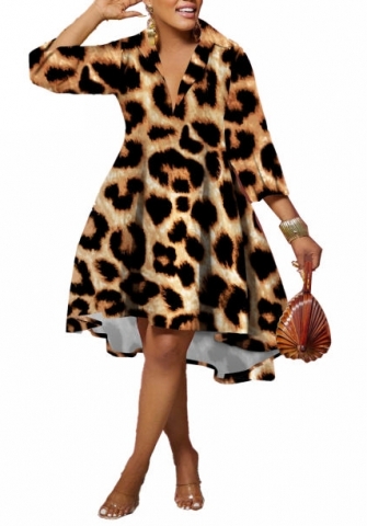 (Real Image)2022 Styles Women Sexy Spring&Winter TikTok&Instagram Styles Loose Print Front Button Hem Midi Dress