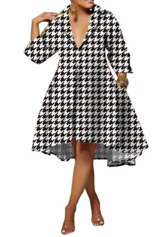 (Real Image)2022 Styles Women Sexy Spring&Winter TikTok&Instagram Styles Loose Print Front Button Hem Midi Dress