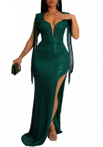 (Real Image)2022 Styles Women Sexy Spring&Winter TikTok&Instagram Styles Sequins Backless Deep V Neck Maxi Dress