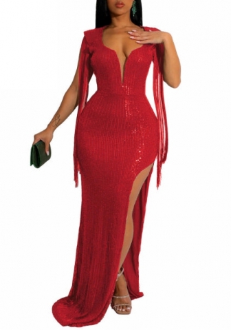 (Real Image)2022 Styles Women Sexy Spring&Winter TikTok&Instagram Styles Sequins Backless Deep V Neck Maxi Dress