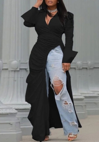 (Real Image)2022 Styles Women Sexy Spring&Winter TikTok&Instagram Styles Long Sleeve Irregular Maxi Dress