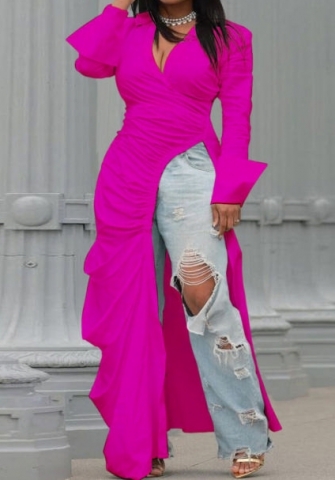 (Rose)2022 Styles Women Sexy Spring&Winter TikTok&Instagram Styles Long Sleeve Irregular Maxi Dress