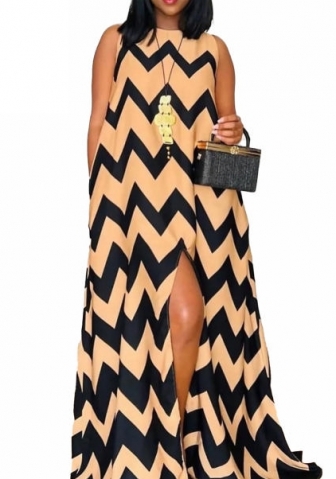 (Plus Size)(Apricot)2022 Styles Women Sexy Spring&Winter TikTok&Instagram Styles Loose Print Maxi Dress