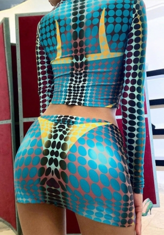 (Real Image)2022 Styles Women Sexy Spring&Winter TikTok&Instagram Styles Print Two Piece Dress