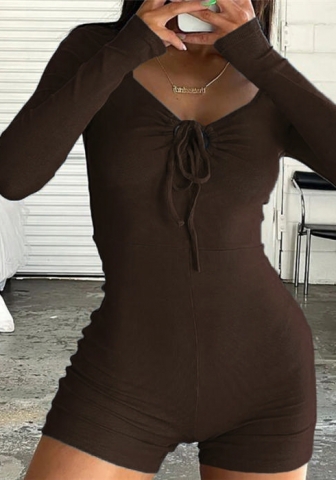 (Coffee)2022 Styles Women Sexy Spring&Winter TikTok&Instagram Styles Long Sleeve V Neck Romper
