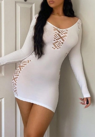 (White)2022 Styles Women Sexy Spring&Winter TikTok&Instagram Styles Lace Long Sleeve Mini Dress