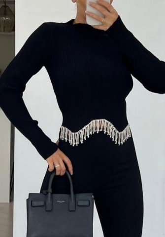 (Real Image)2022 Styles Women Sexy Spring&Winter TikTok&Instagram Styles Tassel Long Sleeve Tops