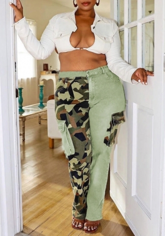 (Only Long Pants)(Real Image)2022 Styles Women Sexy Spring&Winter TikTok&Instagram Styles Camouflage Contrast Color Long Pants