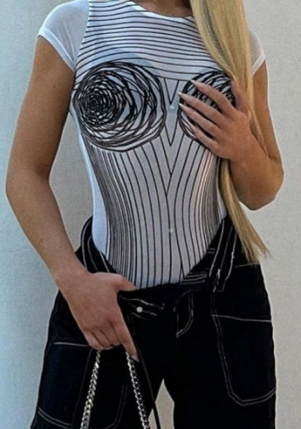 (Real Image)2022 Styles Women Sexy Spring&Winter TikTok&Instagram Styles Print Bodysuit