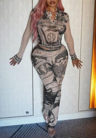 (Black)2022 Styles Women Sexy Spring&Winter TikTok&Instagram Styles Print Two Piece Suit