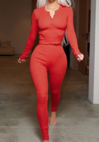 (Real Image)2022 Styles Women Sexy Spring&Winter TikTok&Instagram Styles Red Front Button Two Piece Suit