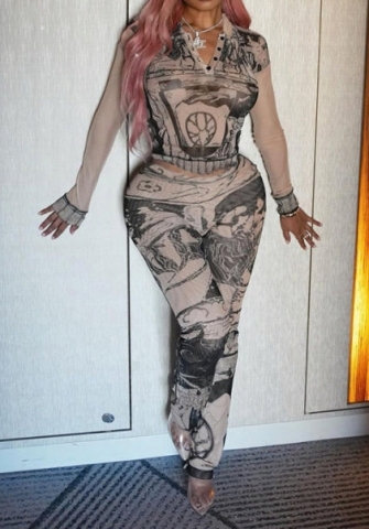 (Real Image)2022 Styles Women Sexy Spring&Winter TikTok&Instagram Styles Print Two Piece Suit