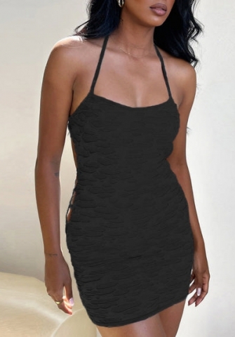 (Real Image)2022 Styles Women Sexy Spring&Winter TikTok&Instagram Styles Halter Black Mini Dress