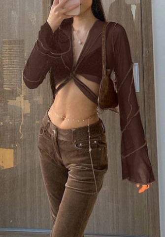 (Only Tops)(Coffee)2022 Styles Women Sexy Spring&Winter TikTok&Instagram Styles Mesh Long Sleeve Tank Tops