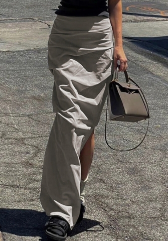 (Real Image)2022 Styles Women Sexy Spring&Winter TikTok&Instagram Styles Solid Color Maxi Skirts