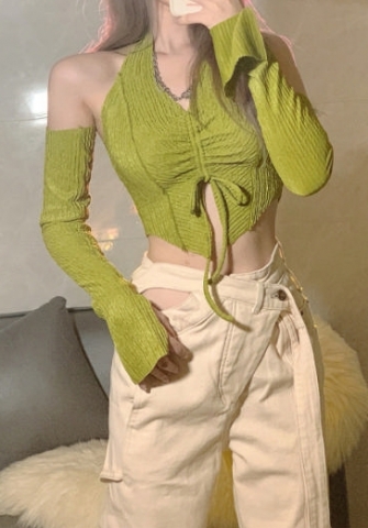 (Real Image)2022 Styles Women Sexy Spring&Winter TikTok&Instagram Styles Halter Green Tank Tops