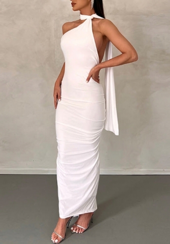 (White)2022 Styles Women Sexy Spring&Winter TikTok&Instagram Styles Halter Black Maxi Dress