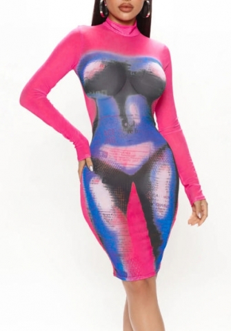 (Real Image)2022 Styles Women Sexy Spring&Winter TikTok&Instagram Styles Print Long Sleeve Mini Dress