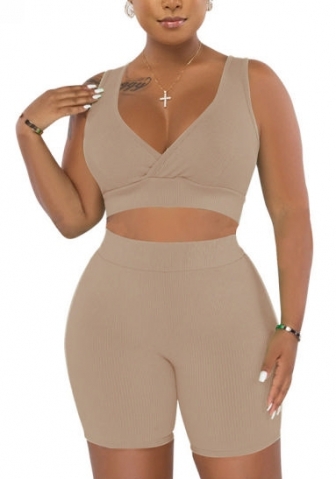 (Khaki)2022 Styles Women Sexy Spring&Winter TikTok&Instagram Styles Short Two Piece Suit
