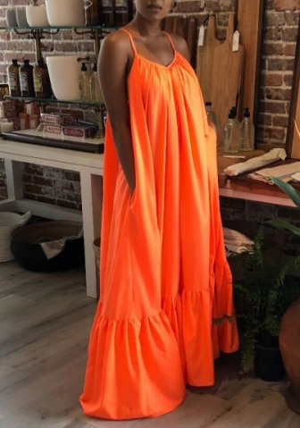 (Plus Size)(Real Image)2022 Styles Women Sexy Spring&Winter TikTok&Instagram Styles Strap Loose Maxi Dress