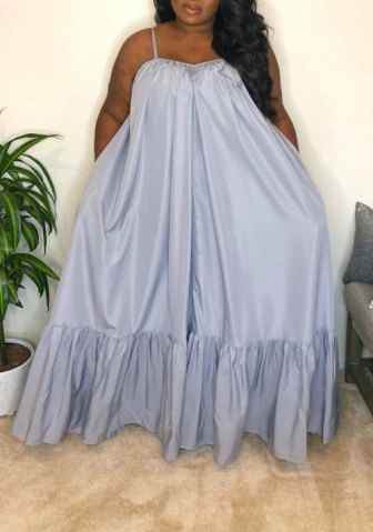 (Plus Size)(Gray)2022 Styles Women Sexy Spring&Winter TikTok&Instagram Styles Strap Loose Maxi Dress