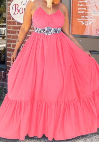 (Plus Size)(Pink)2022 Styles Women Sexy Spring&Winter TikTok&Instagram Styles Strap Loose Maxi Dress