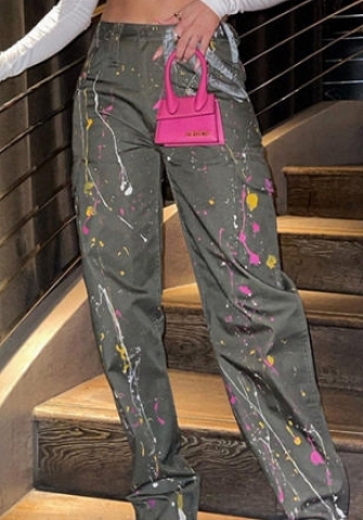 (Real Image)2022 Styles Women Sexy Spring&Winter TikTok&Instagram Styles Green Print Long Pants