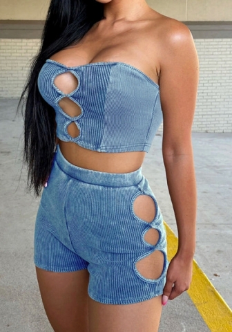 (Real Image)2022 Styles Women Sexy Spring&Winter TikTok&Instagram Styles Cut Out Short Two Piece Suit