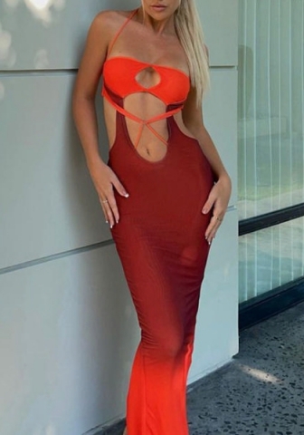 (Real Image)2022 Styles Women Sexy Spring&Winter TikTok&Instagram Styles Cut Out Print Maxi Dress