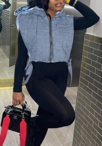 (Real Image)2022 Styles Women Sexy Spring&Winter TikTok&Instagram Styles Hoodie Front Zipper Sleeveless Coat