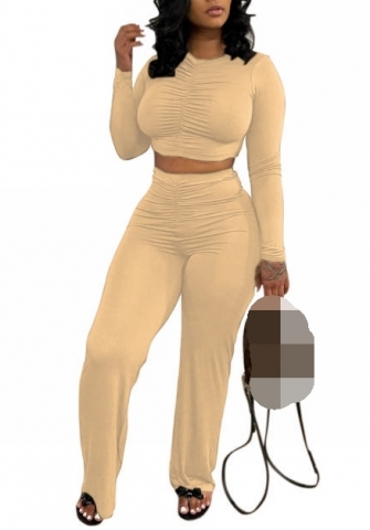 (Real Image)2023 Styles Women Sexy&Fashion Spring&Summer TikTok&Instagram Styles Ruffle Solid Color Two Piece Suit