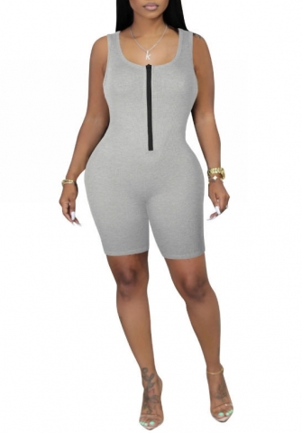 (Gray)2023 Styles Women Sexy&Fashion Spring&Summer TikTok&Instagram Styles Front Zipper Romper