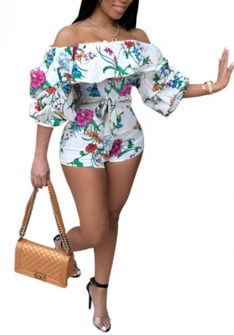 (Real Image)2023 Styles Women Sexy&Fashion Spring&Summer TikTok&Instagram Styles Print Flower Off Shoulder Romper