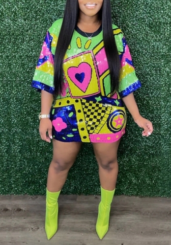 (Real Image)2023 Styles Women Sexy&Fashion Spring&Summer TikTok&Instagram Styles Sequins Cartoon Casual Dress