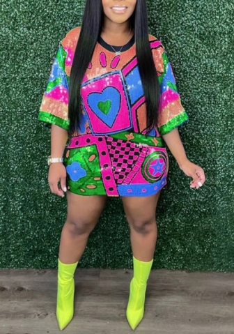 (Real Image)2023 Styles Women Sexy&Fashion Spring&Summer TikTok&Instagram Styles Sequins Cartoon Casual Dress