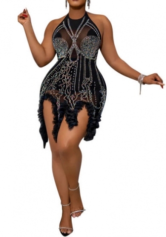 (Real Image)2023 Styles Women Sexy&Fashion Spring&Summer TikTok&Instagram Styles Sequins Mesh Club Dress