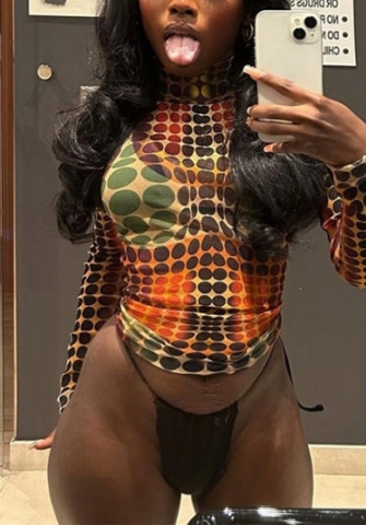 (Real Image)2023 Styles Women Sexy&Fashion Spring&Summer TikTok&Instagram Styles Print Long Sleeve Tee