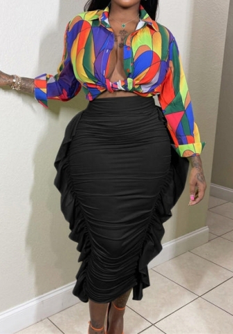 (Only Bottom)(Real Image)2023 Styles Women Sexy&Fashion Spring&Summer TikTok&Instagram Styles Double Ruffle Maxi Skirts