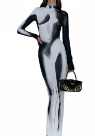 (Real Image)2023 Styles Women Sexy&Fashion Spring&Summer TikTok&Instagram Styles Print Long Sleeve Maxi Dress