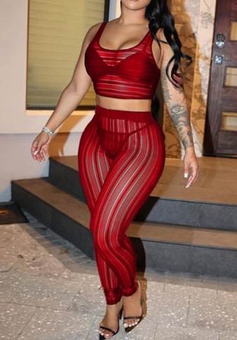 (Red)2023 Styles Women Sexy&Fashion Spring&Summer TikTok&Instagram Styles Mesh Two Piece Suit
