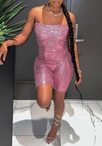(Pink)2023 Styles Women Sexy&Fashion Spring&Summer TikTok&Instagram Styles Tube Sequin Romper