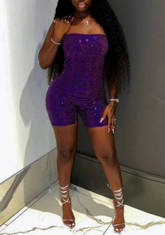 (Purple)2023 Styles Women Sexy&Fashion Spring&Summer TikTok&Instagram Styles Tube Sequin Romper