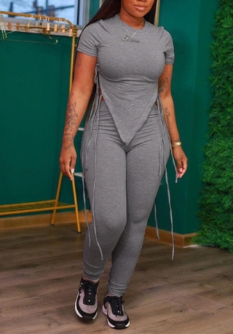 (Gray)2023 Styles Women Sexy&Fashion Spring&Summer TikTok&Instagram Styles Tassel Two Piece Suit