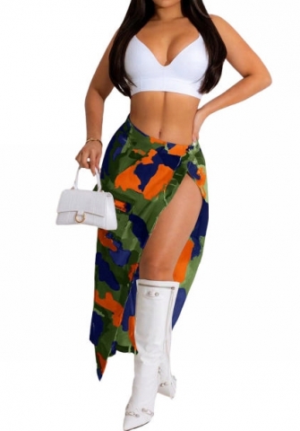 (Only Bottom)(Orange)2023 Styles Women Sexy&Fashion Spring&Summer TikTok&Instagram Styles Camouflage Skirts