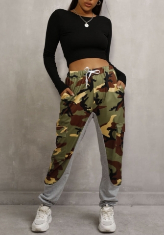 (Real Image)2023 Styles Women Sexy&Fashion Spring&Summer TikTok&Instagram Styles Camouflage Contrast Color Long Pants